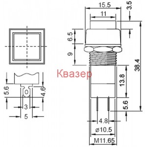 БУТОН PBS-12B 125VAC ЧЕРВЕН ИЗКЛ - (ВКЛ)