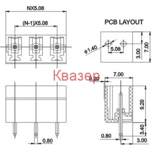 PCB КЛЕМА 15EDGVC-6P male pitch 3.81mm