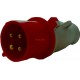CEE-щифтов куплунг без капак, 230/400 V/ 16A, 4-полюсен (3P+E) червен IP44