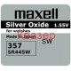 Бутонна батерия сребърна SR1154 157/ 303/ 357/ AG13/ SR44 SW 1.55V MAXELL