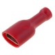 ST-010/R плосък кабелен накрайник за кримване, 6,3mm, 0,8mm, женски, 0.5-1mm2, изолиран, червен
