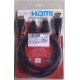 Кабел HDMI A мъжки-HDMI A мъжки, 1,5m + преходник HDMI - mini HDMI, HDMI - micro HDMI