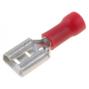 ST-005/R Кабелен накрайник плосък 6.3mm, 0.8mm, женски 0.5-1кв.мм., изолиран червен