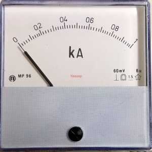 Амперметър 0-1kA DC, МР96 аналогов панелен 96x96mm