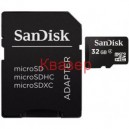 micro SD Card SanDisc (SDHC) 32GB с SD адаптер, Class 4