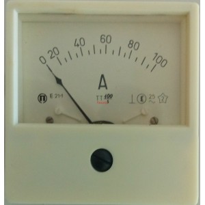 Амперметър 0-100A AC /E 21-1 аналогов панелен 80x80mm