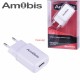 USB Зарядно за Телефон 1A 220V, Amobis AM-C2201