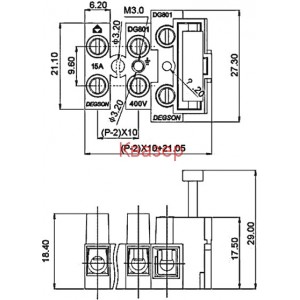 КЛЕМА DG801-03P-11-00A(H), гнездо предпазител 5х20 мм