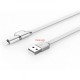 Кабел за данни, LDNIO LC84, 2 в 1, Micro USB + Lightning (iPhone 5/6/7/SE), 1.0m, С оплетка, Бял