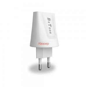 Мрежово зарядно устройство, DeTech, DE-01C, 5V/2.1A, 220V,2 x USB, С Type-C кабел, 1.0m, Бяло