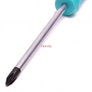 Кръстата отвертка 6" със синя PVC дръжка. Дължина: 25.5см.