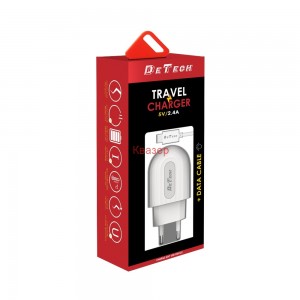 Мрежово зарядно устройство, DeTech, DE-28C, 5V/2.4A, 220V,1 x USB, С Type-C кабел, 1.0m