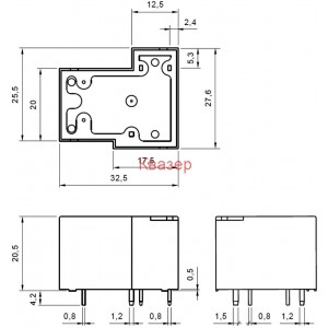 Реле RELPOL R30N-3021-85-1012 SPST-NO 30A, бобина 12VDC
