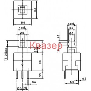 BS-800-L Микропревключвател TACT DPDT ON-ON 