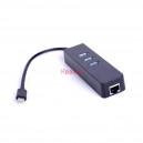 USB хъб 3 порта, USB 3.1 TYPE-C и LAN /RJ45 Ethernet порт адаптер