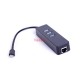 USB хъб 3 порта, USB 3.1 TYPE-C и LAN /RJ45 Ethernet порт адаптер