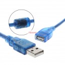 Кабел USB 2.0 удължител, USB A мъжки - USB A женски, син, 1.5метра