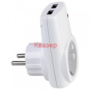 USB АДАПТОР 16А max3680W 2xUSB ЗАРЯДНО