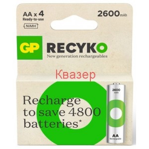 АКУМУЛАТОРНА БАТЕРИЯ GP RECYKO R6 AA 2600 NIMH 4БР