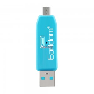 Преходник Earldom ET-OT05, USB F към Micro USB, Четец за карти OTG