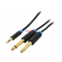 BACBF VENTION кабел стерео жак 3.5мм (мъжки) - моно жак 6.3мм (мъжки)x2 , позлатени, 1m