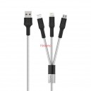 Кабел USB A мъжки към Apple Lightning + USB Type-C + Micro USB (три в едно), 1м