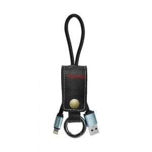 Кабел за данни micro USB, Remax RC-034I, ключодържател, естествена кожа,Черен