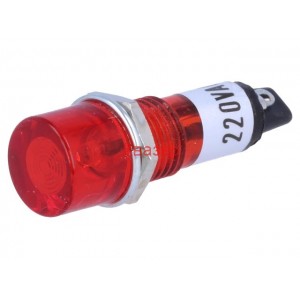 Индикаторна глим лампа / неонова лампа, червена 230VAC ф10mm NINIGI