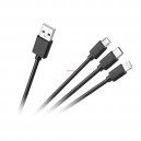 Кабел за свързване 3в1, USB A - micro/C/lightning 1.2м