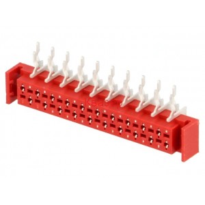 Съединител Micro-Match, 20 контакта / 2x10pin, гнездо, женски, ъглови 90°, THT / PCB