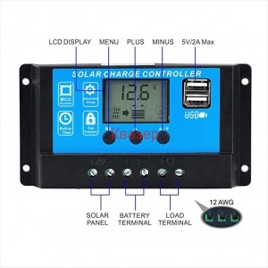 Контролер за Слънчев Панел 12V/24V-10A, USB изход 5V