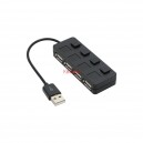 USB хъб USB 2.0, 4 порта, черен