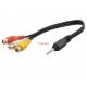 Аудио кабел 3.5мм TRRS мъжки жак - 3 женска чинча 0.25м