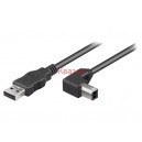 USB кабел за принтер AM/BM / USB A мъжки - USB B мъжки, ъглов, 1м, Goobay