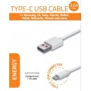 Кабел универсален USB-A към USB Type-C дължина 1m. Бял