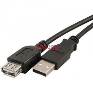 Кабел USB 2.0 удължителен AF/AM, черен 1 метра