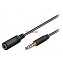 Удължителен кабел за слушалки 4P / TRRS 3.5мм мъжки жак - 3.5мм женски жак, 1м Goobay