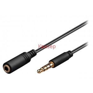 Удължителен кабел за слушалки 4P / TRRS 3.5мм мъжки жак - 3.5мм женски жак, 1м Goobay