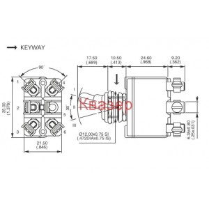 3644NF Apem ЦК ключ ON-OFF-ON DP3T 12A 28V