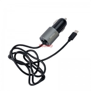 Зарядно за телефон YOURZ CS03 2400 mA 12V/24V, Златист + Type C cable