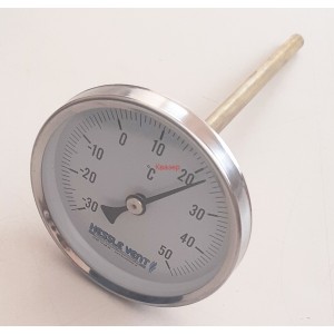 Биметален аксиален термометър -30...+50°C ф80mm L160mm