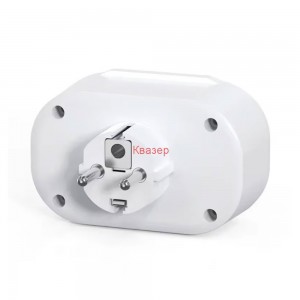 Разклонител 2 гнезда, 250V, 16A, за контакт, без кабел, бял, 2 x USB F, 1 х USB-C