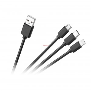 Кабел за свързване 3в1, USB A - micro/C/lightning 1.0м