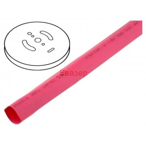 CB-HFT(2X) 2.4 Термосвиваем шлаух 2 към 1, ф2.4mm, червен, полиолефин, -55°C - 125°C