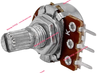 R16148-1A-2-A10K Потенциометър аксиален, еднооборотен, 10kohm 125mW ±20% THT 6mm
