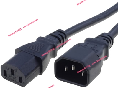Кабел захранващ компютър- монитор (IEC C13 женски- IEC C14 мъжки) 3м. H03VV-F 3x0.75км.мм. черен