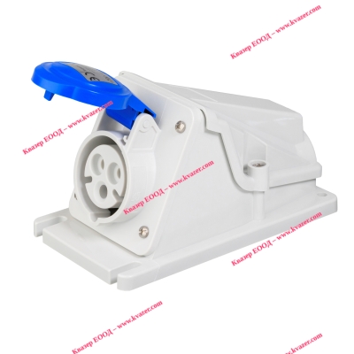 Контакт на стена 16A, IP44, 2P+E, 230V, 6H син