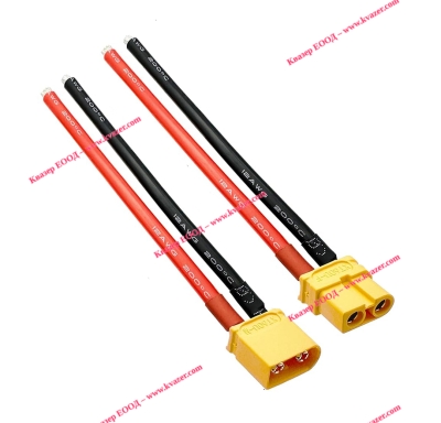 Букса захранваща dc xt60-f/m комплект мъжка+женска с кабел 4mm2 awg12