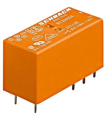 Реле RT424012, бобина 12V AC, 8A DPDT Schrack