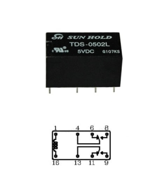 Реле TDS 0502L бобина 5V DC, DPDT